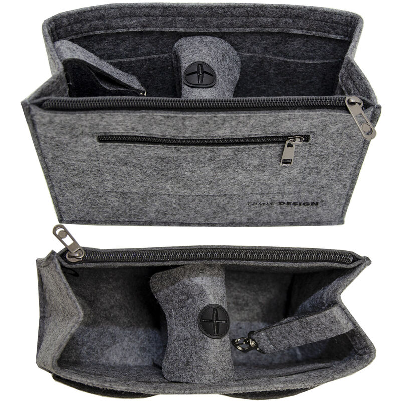 Felt Handbag Organiser 23x10x16cm Tote Bag Insert S Inner Bag-In-Bag Pocket grey