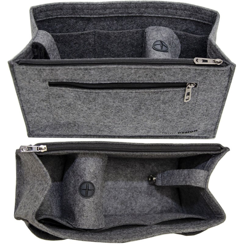 Felt Handbag Organiser 30x12x17 cm l Tote Bag Insert Inner Shopper Pocket Grey - grau