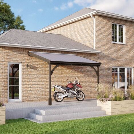 Felt Shingle Roof Car Port 2 Post - Wood - L200 x W434 cm - Rustic Brown
