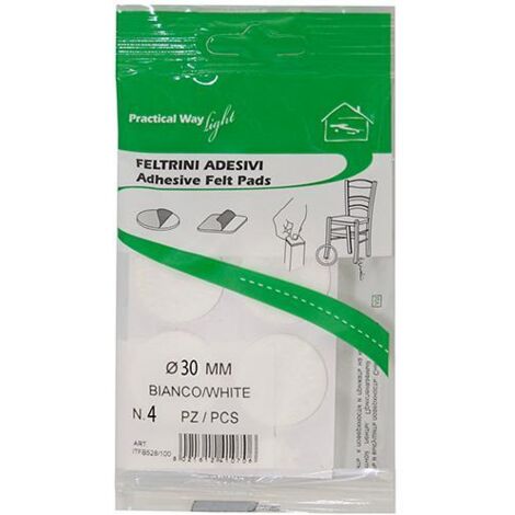 FELTRINO ADESIVO TONDO BIANCO Ø30MM - CF. BLISTER 4PZ