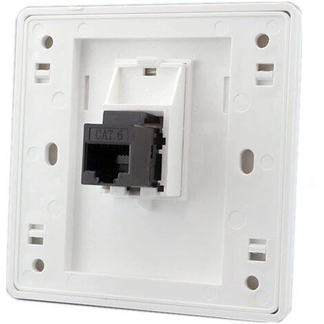 Female to Female CAT6 Gigabit Dual Pass Network Wall Outlet RJ45 LAN Facade Internet Straight Socket 86 x 86mm (LAN x 1)