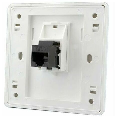 Female to Female CAT6 Gigabit Dual Pass Network Wall Socket RJ45 LAN Faceplate Internet Straight Power Outlet, 86x86mm 1pcs