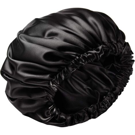 Femme Bonnet Satin Cheveux Nuit Lot Bonnets De Satin Large Avec élastique Bonnet Cheveux Nuit-Noir,