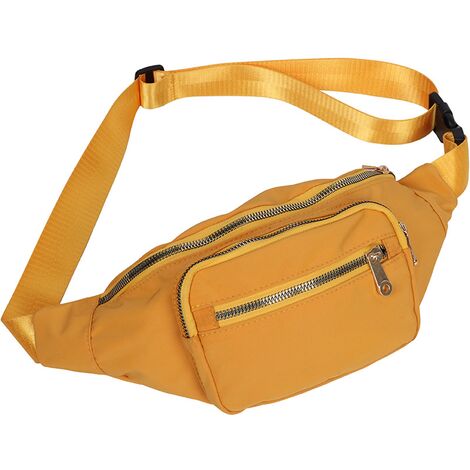 Femmes hommes mode taille sacs ceinture réglable, sacs de taille mignons pour voyage course randonnée cyclisme jaune