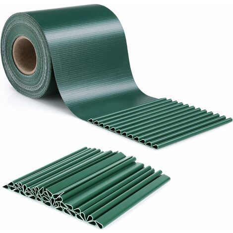 FEMOR 35 m x 19 cm Paravent Brise Vue Visuelle Protectiont en PVC, avec 30 pcs Clips de Montage, pour Clôture de Jardin, 450g/m², Vert Fond
