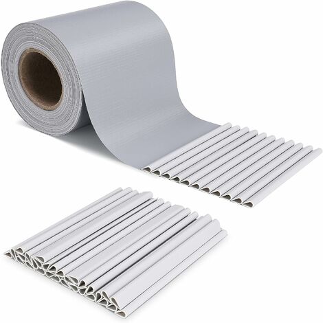 FEMOR 50 m x 19 cm Paravent Brise Vue Visuelle Protectiont en PVC, avec 35 pcs Clips de Montage, pour Clôture de Jardin, Opaque, Pare-Brise de Jardin, Protection Contre Le Vent, 450g/m², Gris Clair
