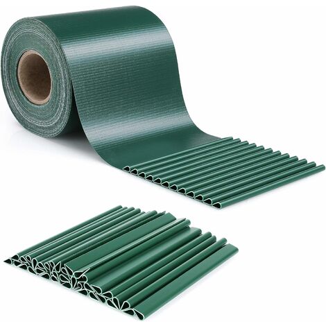 FEMOR 50 m x 19 cm Paravent Brise Vue Visuelle Protectiont en PVC, avec 35 pcs Clips de Montage, pour Clôture de Jardin, Opaque, Pare-Brise de Jardin, Protection Contre Le Vent, 450g/m², Vert Fond