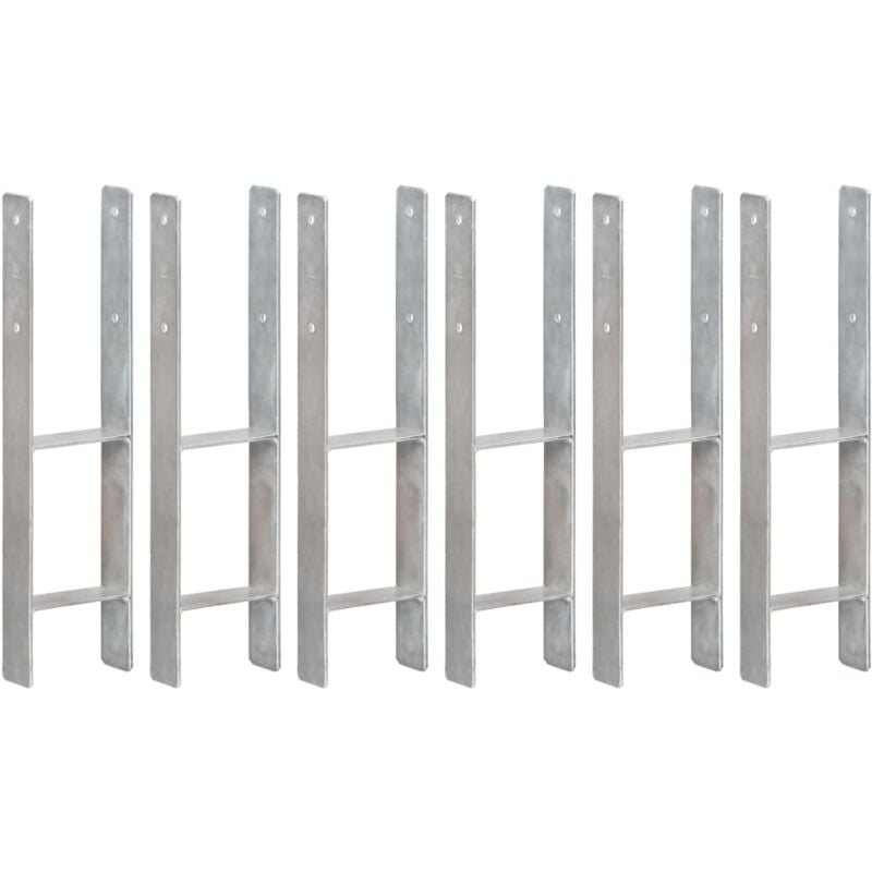 Fence Anchors 6 pcs Silver 14x6x60 cm Galvanised Steel Vidaxl