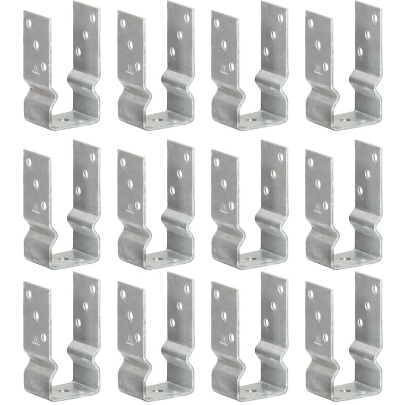 Fence Anchors 12 pcs Silver 7x6x15 cm Galvanised Steel Vidaxl