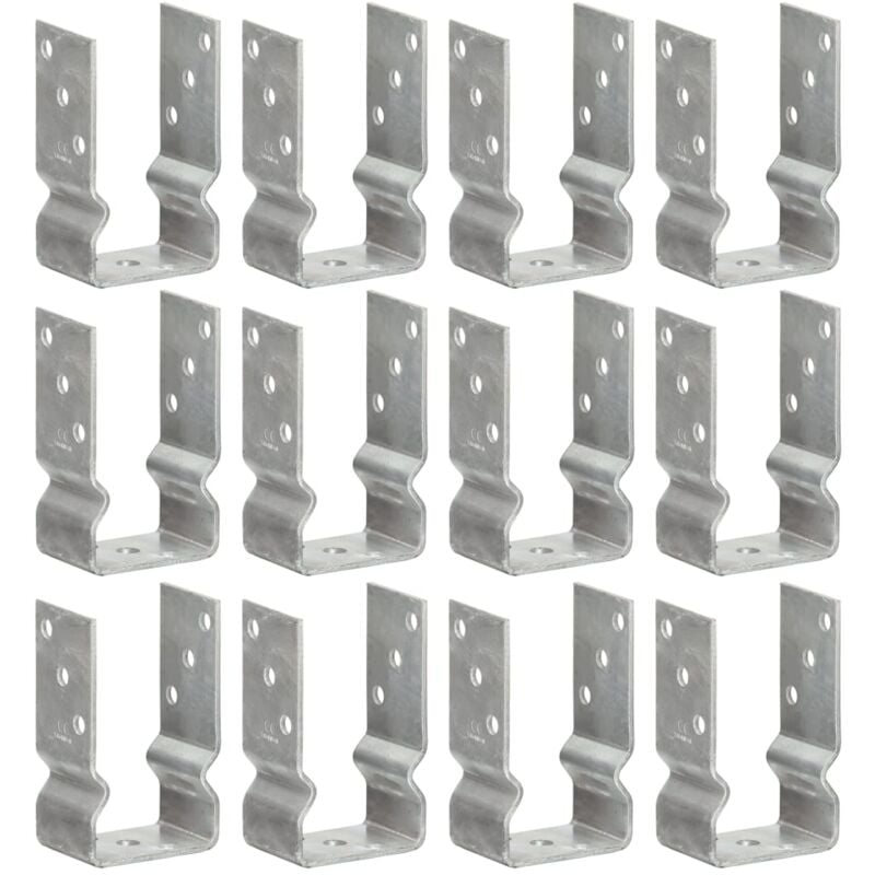 Fence Anchors 12 pcs Silver 8x6x15 cm Galvanised Steel Vidaxl