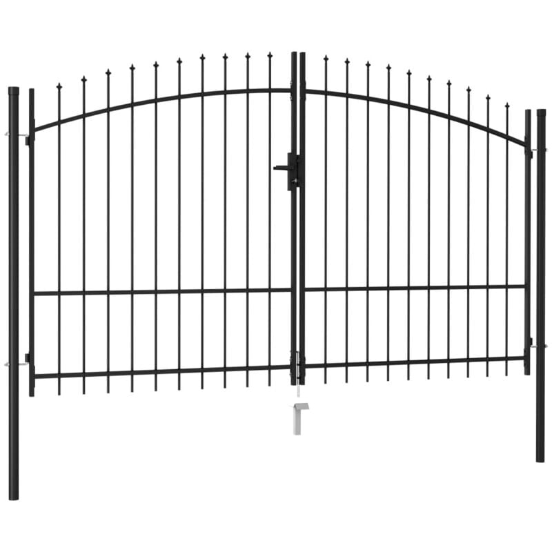 Vidaxl - Fence Gate Double Door with Spike Top Steel 3x1.75 m Black