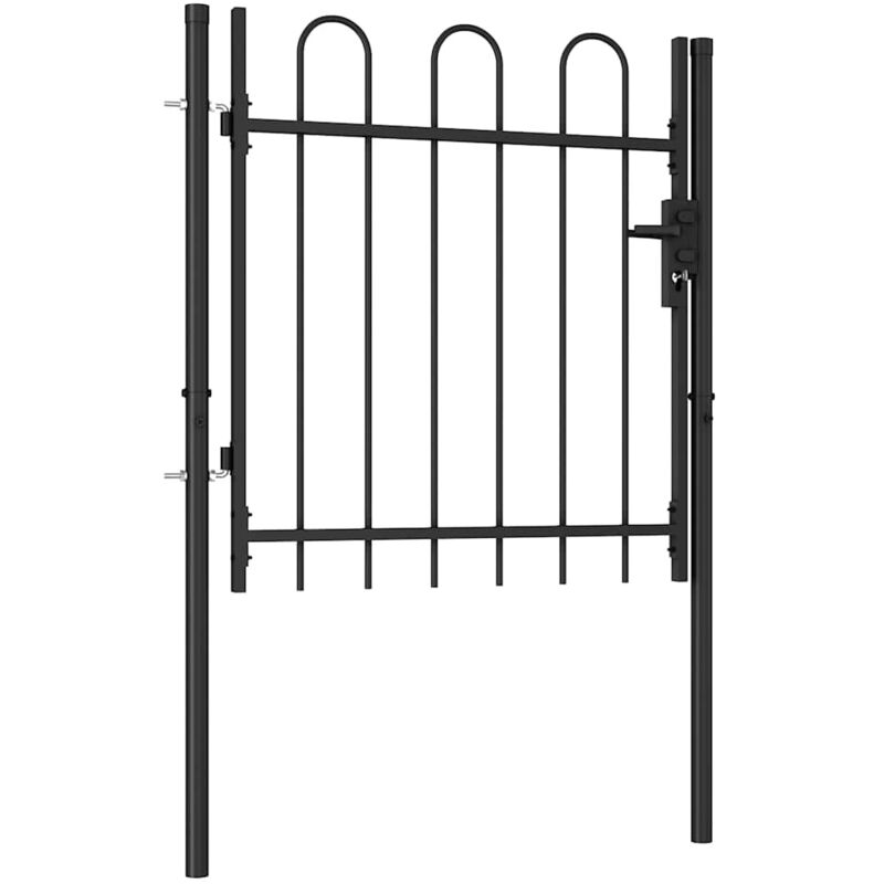 Fence Gate Single Door With Arched Top Steel 1x1 M Black Vidaxl