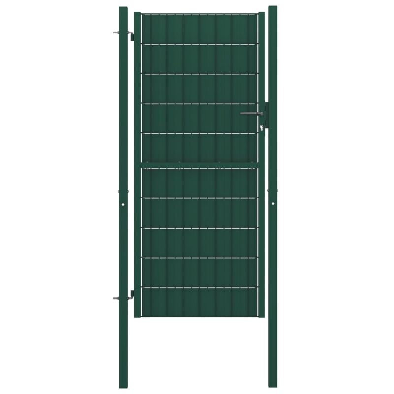 Fence Gate PVC and Steel 100x124 cm Green - Green - Vidaxl