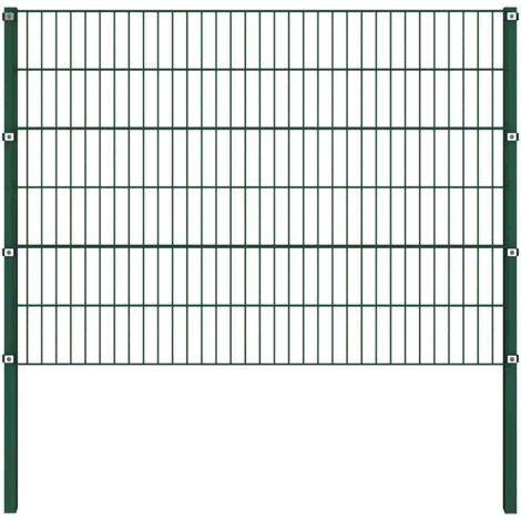 Fence Panel with Posts Iron 176.5x120 cm Green vidaXL