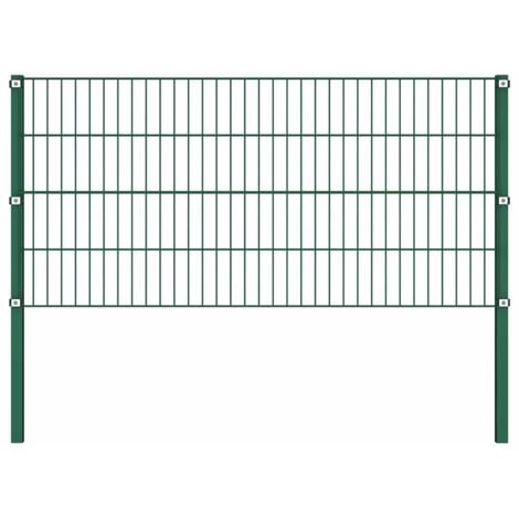 Fence Panel with Posts Iron 176.5x80 cm Green vidaXL