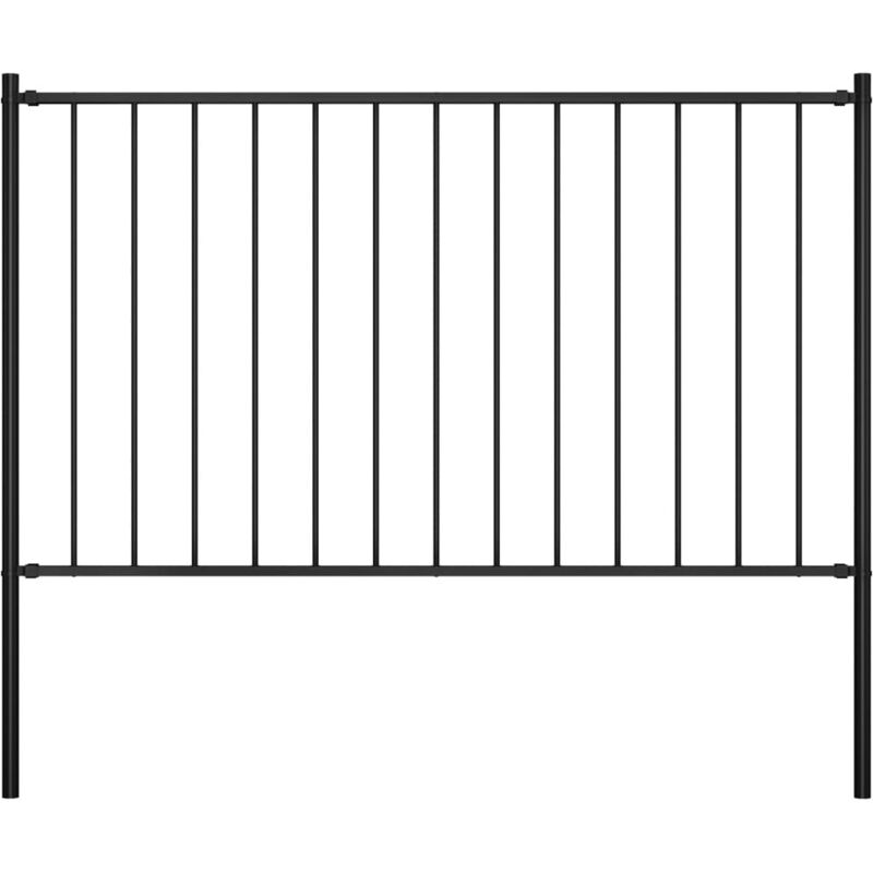 Fence Panel With Posts Powder-coated Steel 1.81x1 M Black Vidaxl