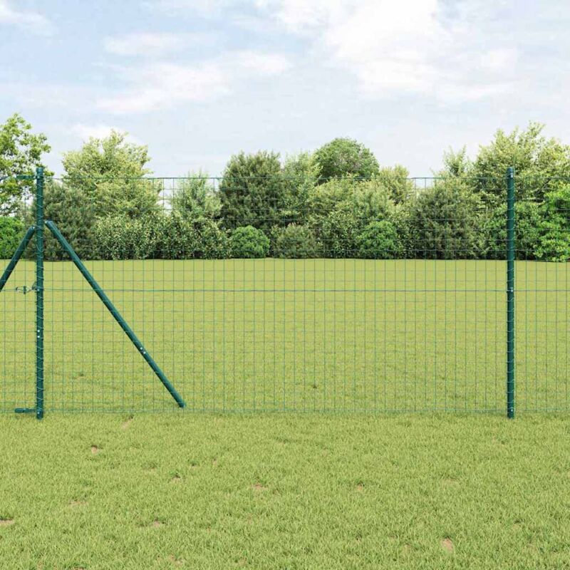 Fence Post 2 Pcs Green Powder-coated Steel Vidaxl
