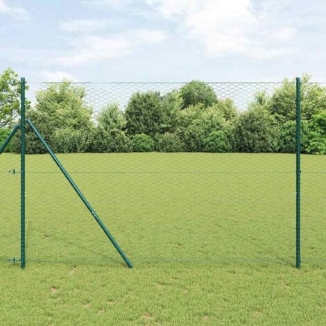Fence with Posts Green 1.6 x 25 m PVC-coated steel vidaXL