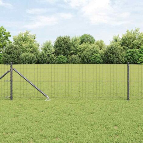 Fence with Posts Grey 0.6 x 25 m Steel vidaXL