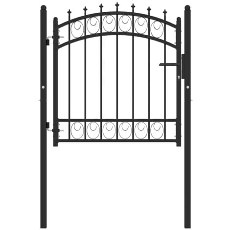 BONNEVIE Fence，Garden Barrier Gate with Spikes Steel 100x100 cm Black VSVS317946