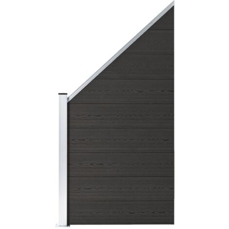 Fence，Garden Barrier Panel WPC 95x(105-180) cm Black VSVS622190