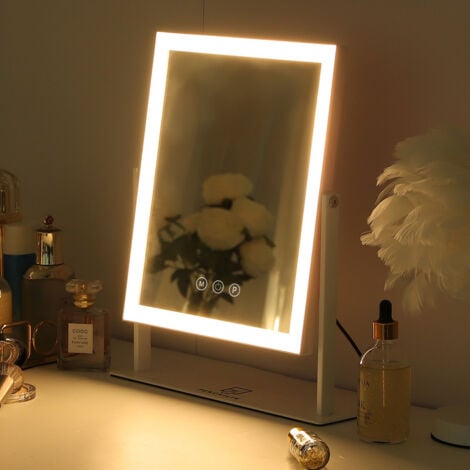 FENCHILIN Adjustable 3-Light Color Vanity Mirror With Smart Touch Controls For Gorgeous Rooms And Bedrooms, Makeup Mirror, Detachable 10x Magnification 25cm X 30cm