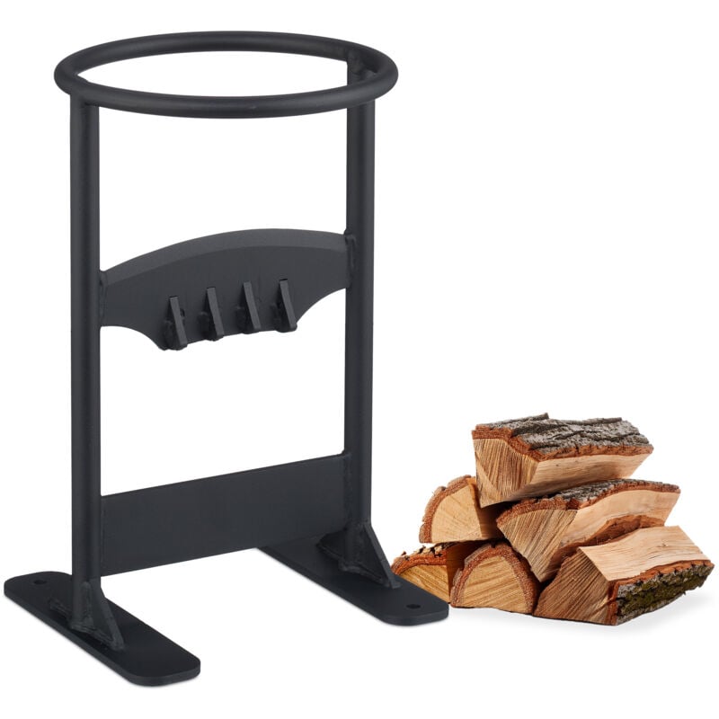 Relaxdays fendeur de bois manuel, en fonte, H x L x P : 31,5 x 20,5 x 19 cm, fendre le bois en toute sécurité, noir