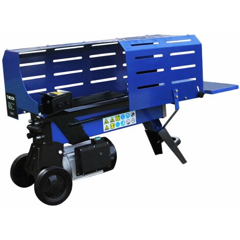 Fendeur de Bûches 5 Tonnes Hydraulique 3L Moteur Électrique de 2000 Watts 2 Lames Duoblade 370mm Longueur Max Bûches - Bleu