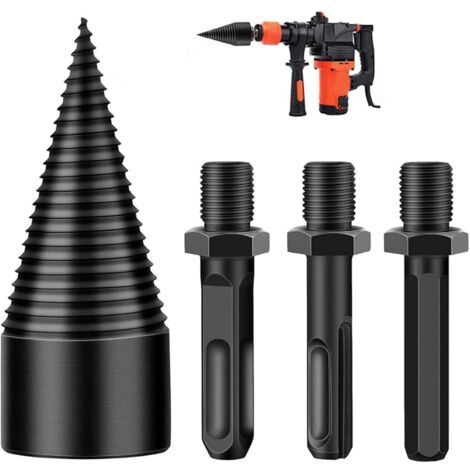fendeuse à bois, fendeuse à bois, perceuse électrique robuste avec foret détachable, tournevis conique détachable (32 mm)