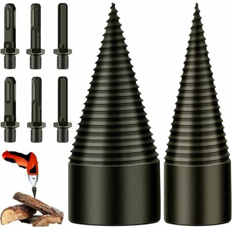 Fendeuse de bûches 32 mm et 42 mm – Acier au carbone – Revêtement titane pour réduction de friction – Forets coniques avec 6 poignées