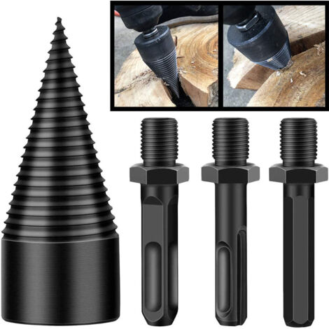 Fendeuse de Bûches 42mm,Fendeuse de bûches,fendeuse à bois perceuse sûre, fendeur de bûches, Fendeur de Bûche pour Fendre du Bois, Foret à Bois pour machine à bois de chauffage (Hex+Square+Round)