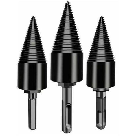 Fendeuse de bûches fendeuse à bois, perceuse robuste vis cône conducteur feu fendeuse visseuse à cône Bois de Chauffage Bois Outil de Coupe avec tige hexagonale, Queue carrée, Tige ronde (32MM)
