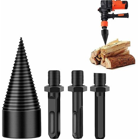 Fendeuse de Bûches ,Fendeuse de bûches, fendeuse à bois perceuse sûre, fendeur de bûches, Fendeur de Bûche pour Fendre du Bois, Foret à Bois pour machine à bois de chauffage 45mm，(Hex+Square+Round),Ko