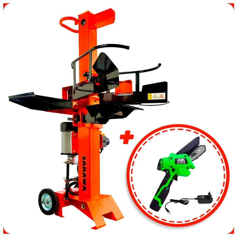 Sakawa - Fendeuse électrique AS8T + Mini tronçonneuse à batterie en cadeau