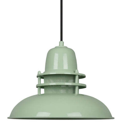Fener Industrielle Pendelleuchte aus Minzgrün Metall handbemalt – Vintage Kronleuchter E27 Ø34 cm für Wohnzimmer, Schlafzimmer oder Esszimmer