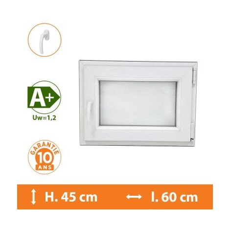 Fenêtre 1 Vantail Blanc - Tirant Droit - H.45 x l.60 cm