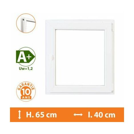 Fenêtre 1 Vantail Blanc - Tirant Gauche - H.65 x l.40 cm - Blanc