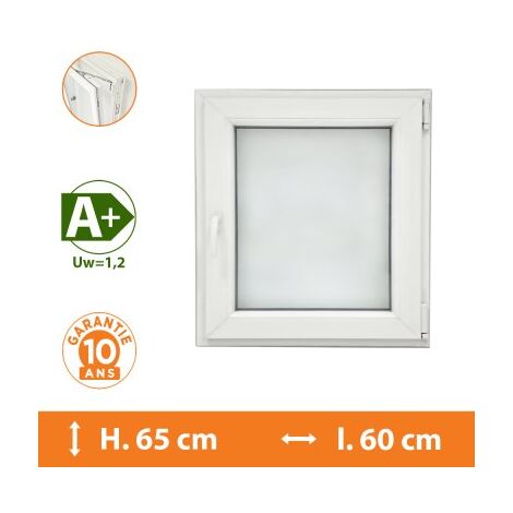Fenêtre 1 Vantail Blanc - Tirant Droit - H.65 x l.60 cm