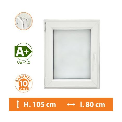 Fenêtre 1 Vantail Blanc - Tirant Gauche - H.105 x l.80 cm