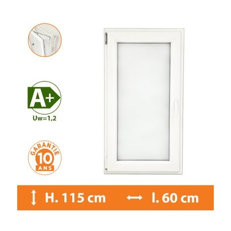 Fenêtre 1 Vantail Blanc - Tirant Gauche - H.115 x l.60 cm
