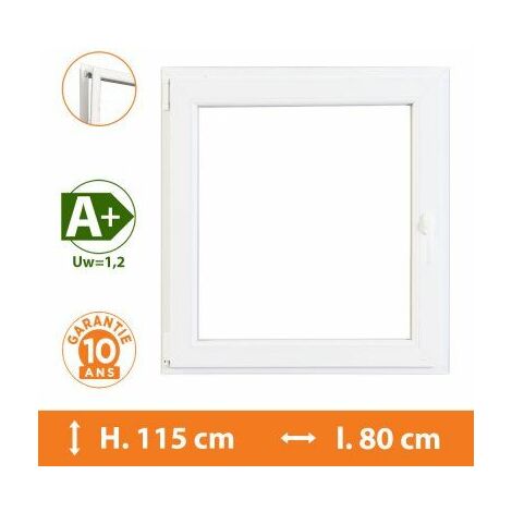 Fenêtre 1 Vantail Blanc - Tirant Gauche - H.115 x l.80 cm - Blanc