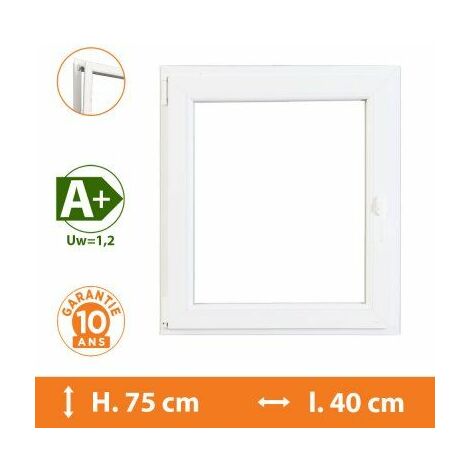 Fenêtre 1 Vantail Blanc - Tirant Droit - H.75 x l.40 cm - Blanc