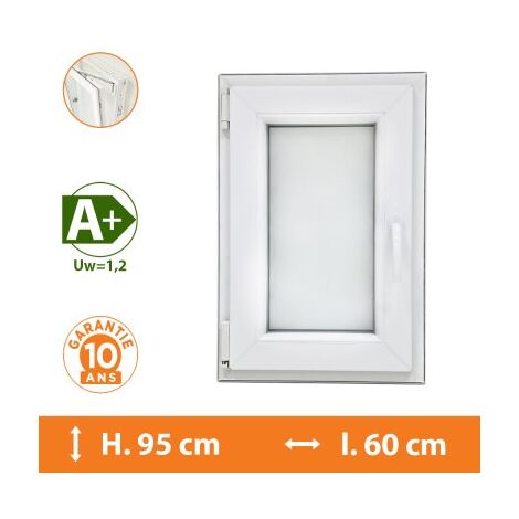 Fenêtre 1 Vantail Blanc - Tirant Gauche - H.95 x l.60 cm
