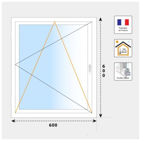 Fenêtre 1 vantail oscillo battant PVC blanc H600 mm