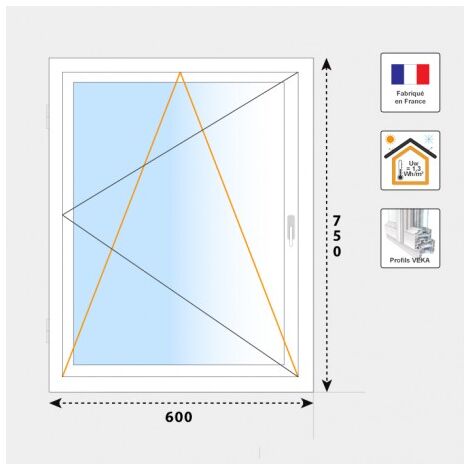 Fenêtre 1 vantail oscillo-battant PVC blanc H750 mm