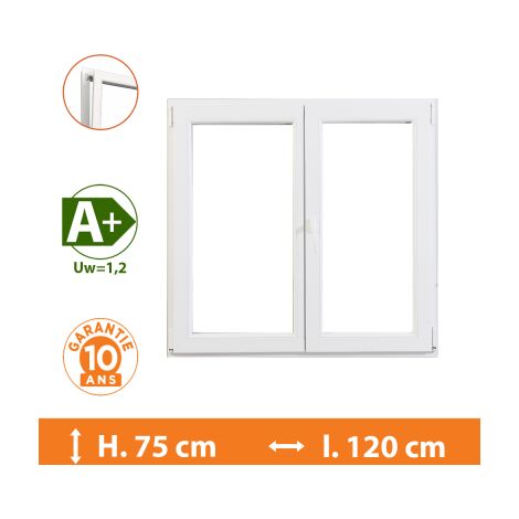 Fenêtre 2 Vantaux Blanc - H.75 x l.120 cm - Blanc