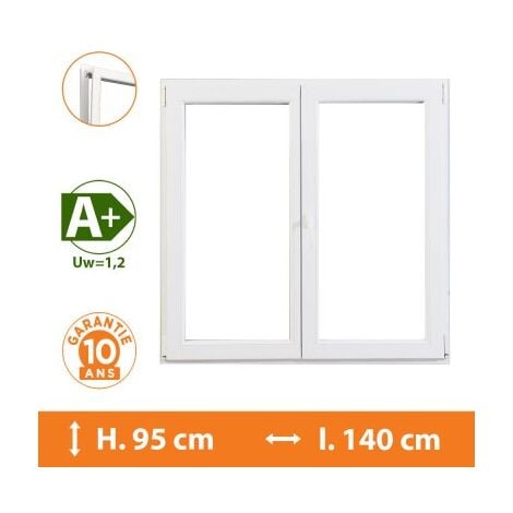 Fenêtre 2 Vantaux Blanc - H.95 x l.140 cm