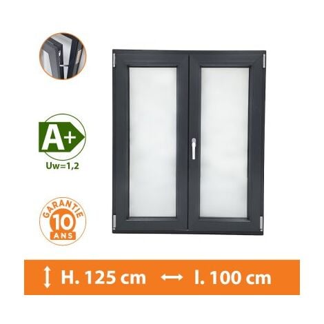Fenêtre 2 Vantaux Gris - H.125 x l.100 cm