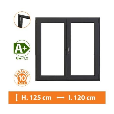 Fenêtre 2 Vantaux Gris - H.125 x l.120 cm