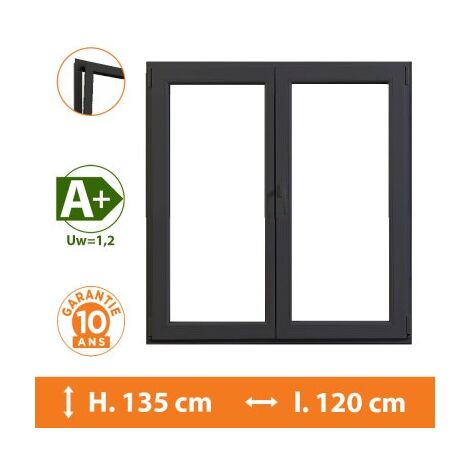 Fenêtre 2 Vantaux Gris - H.135 x l.120 cm - Gris
